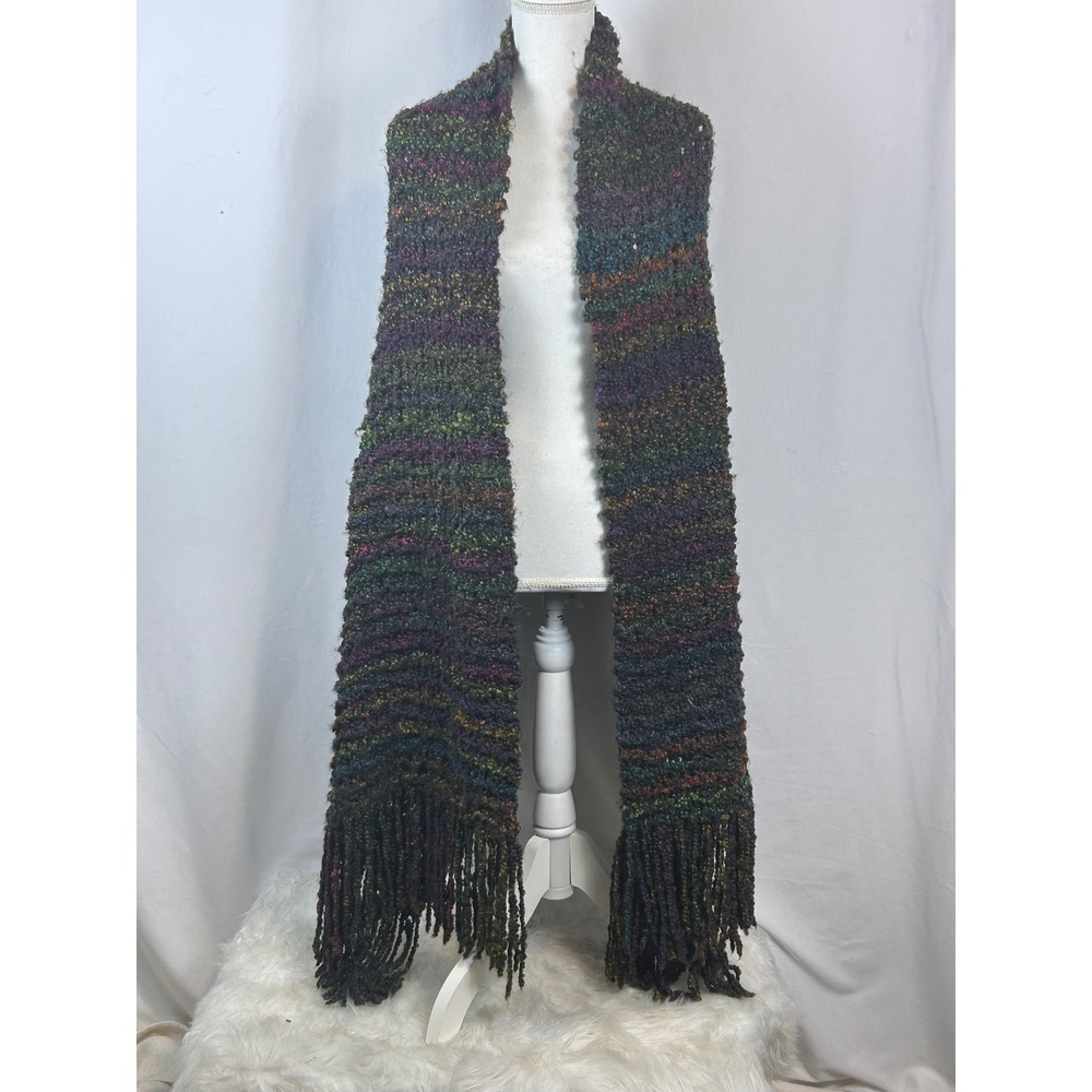 MDUMC Prayer Shawl Women OS Multi Color Excellent Knit Fringe Boucle Wrap